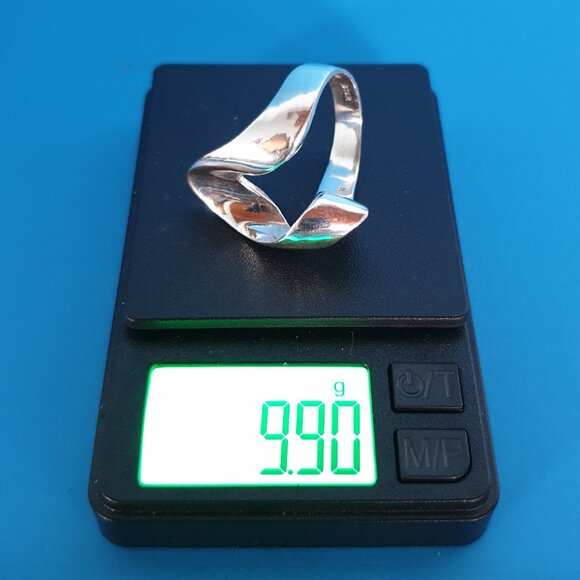 Bold Vintage Sterling Silver Open-Wave Modernist Ring – European Craftsmanship - Picture 10 of 14